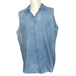 Chico’s Blue Polka Dot Sleeveless Top - Large - EUC